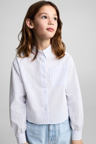 Chemise rayée poche - Bleu clair