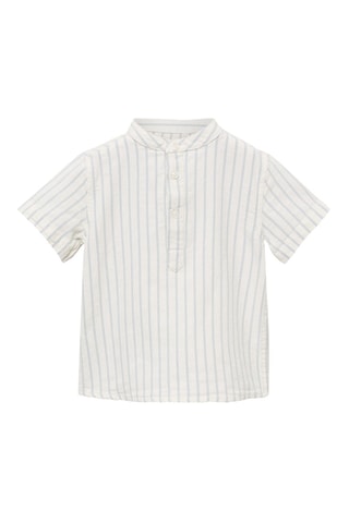 Chemise col mao à rayures - Blanc cassé