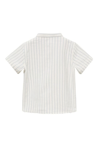 Chemise col mao à rayures - Blanc cassé