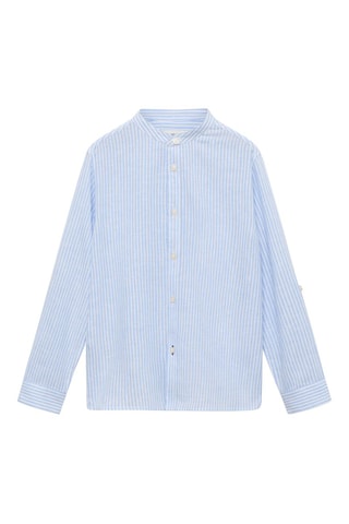 Chemise coton et lin à rayures - Bleu