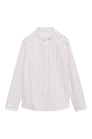 Chemise col mao à rayures - Blanc