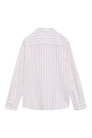 Chemise col mao à rayures - Blanc