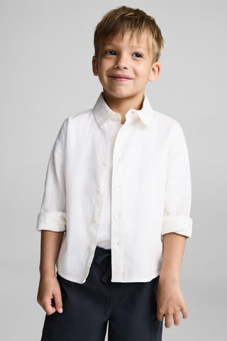 Chemise coton et lin - Blanc cassé