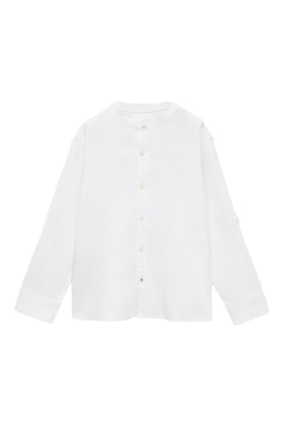 Chemise lin col mao - Blanc