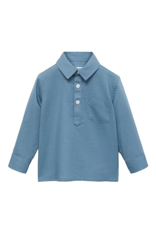 Chemise coton style polo - Bleu