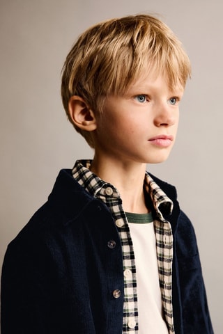 Chemise velours côtelé regular fit - Bleu marine