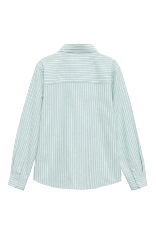 Chemise lin rayée - Vert