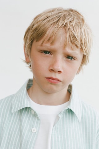 Chemise lin rayée - Vert