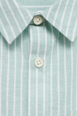 Chemise lin rayée - Vert