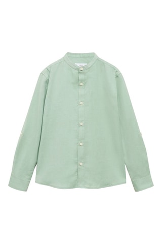 Chemise en coton col mao - Vert