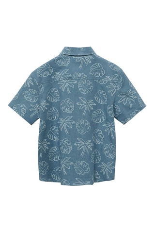 Chemise avec imprimé tropical - Bleu