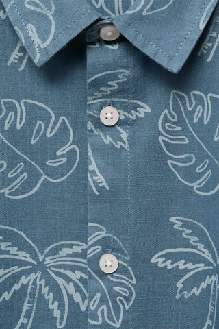 Chemise avec imprimé tropical - Bleu