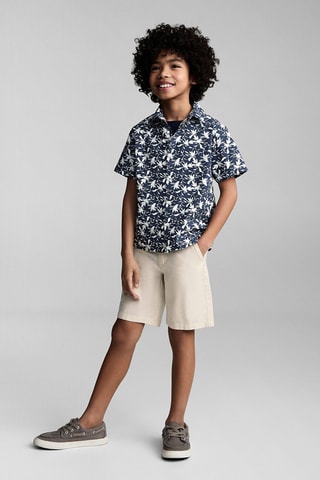 Chemise avec imprimé tropical - Bleu marine