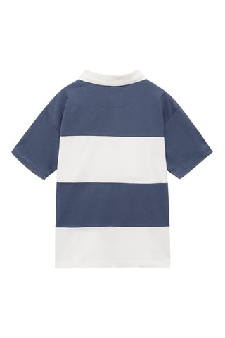 Polo coton à rayures - Bleu