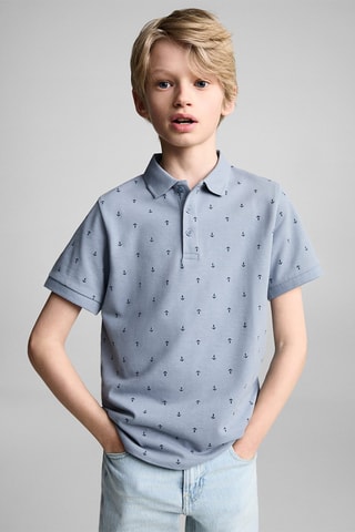 Polo coton imprimé - Blanc cassé