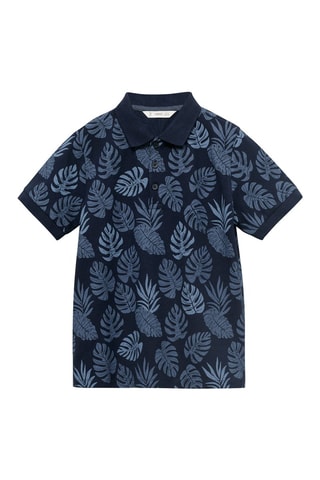 Polo coton imprimé - Blanc cassé