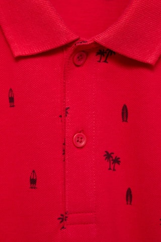 Polo piqué de coton imprimé - Rouge