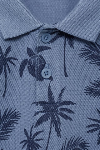 Polo coton imprimé - Bleu