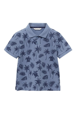 Polo coton imprimé - Bleu