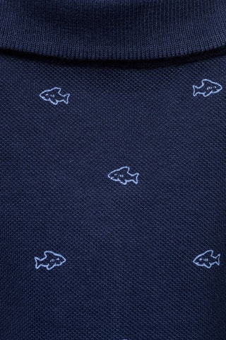 Polo coton imprimé - Bleu marine