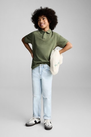 Polo coton manches courtes - Blanc cassé