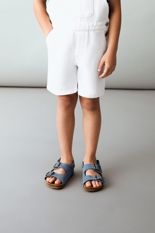 Salopette courte denim - Blanc