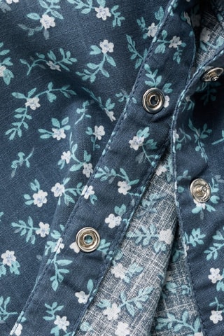 Salopette imprimée volants - Bleu marine