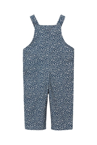 Salopette velours côtelé en imprimé fleuri - Bleu marine