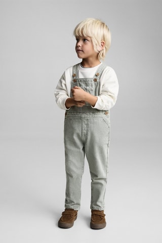 Salopette longue en jean poche - Vert d'eau