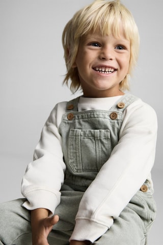 Salopette longue en jean poche - Vert d'eau