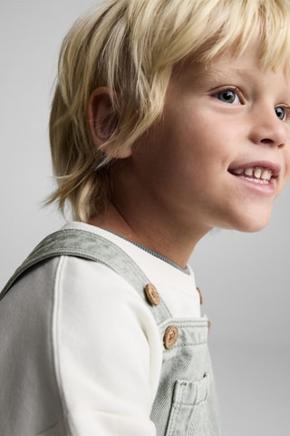 Salopette longue en jean poche - Vert d'eau