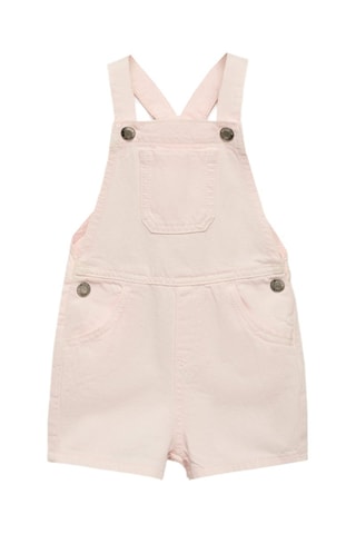Salopette courte en jean - Rose pastel