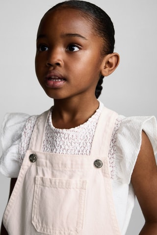 Salopette courte en jean - Rose pastel