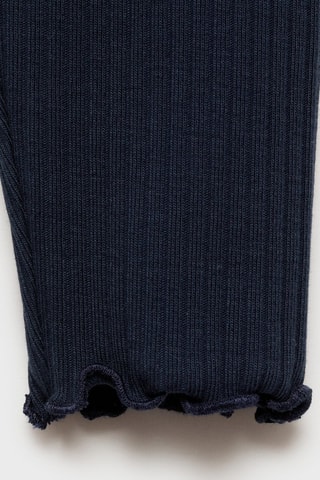 Legging maille côtelée coton - Bleu marine