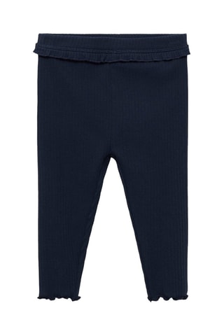 Legging maille côtelée coton - Bleu marine