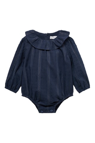 Barboteuse plumetis col Claudine - Bleu marine