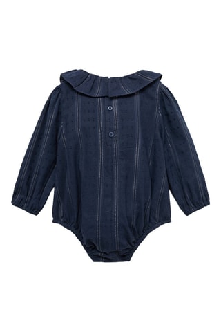 Barboteuse plumetis col Claudine - Bleu marine