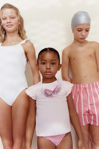 Culotte bikini rayures - Corail