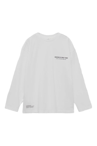 T-shirt manches longues imprimé - Blanc cassé