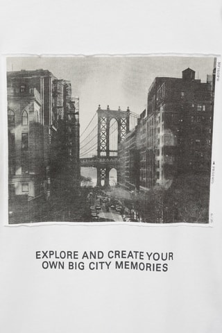 T-shirt manches longues imprimé - Blanc cassé