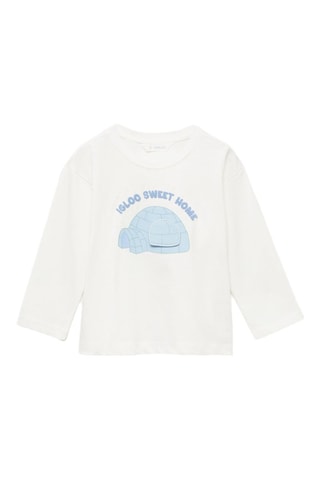 T-shirt manches longues imprimé - Blanc cassé