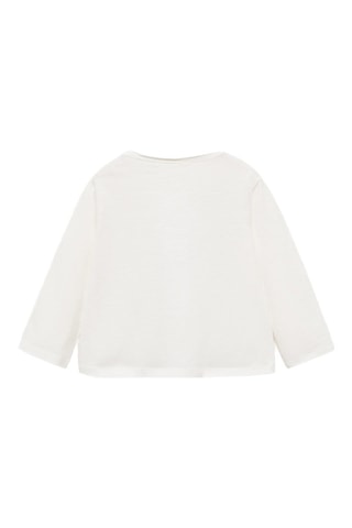 T-shirt manches longues imprimé relief - Blanc cassé