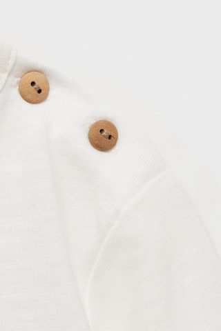 T-shirt manches longues imprimé relief - Blanc cassé