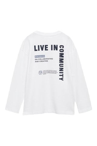 T-shirt manches longues imprimé - Blanc cassé