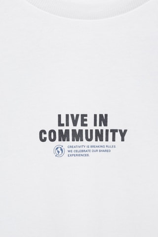 T-shirt manches longues imprimé - Blanc cassé