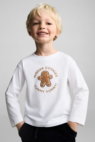 T-shirt imprimé Noël - Blanc cassé