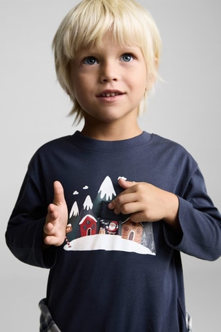 T-shirt imprimé Noël - Bleu marine