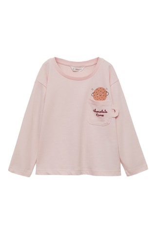 T-shirt détail imprimé - Rose