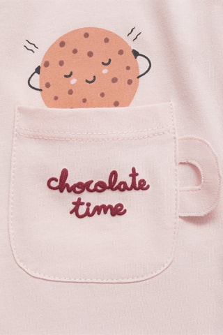 T-shirt détail imprimé - Rose