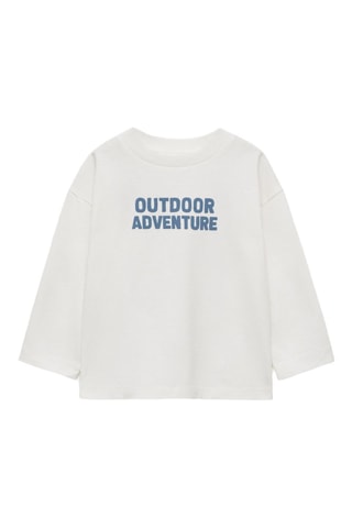 T-shirt manches longues imprimé - Blanc cassé